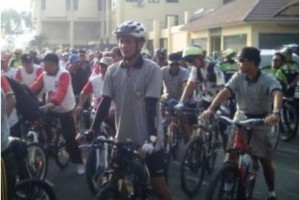 Dandim 0615 Kuningan saat mengikuti fun bike di Bandung.